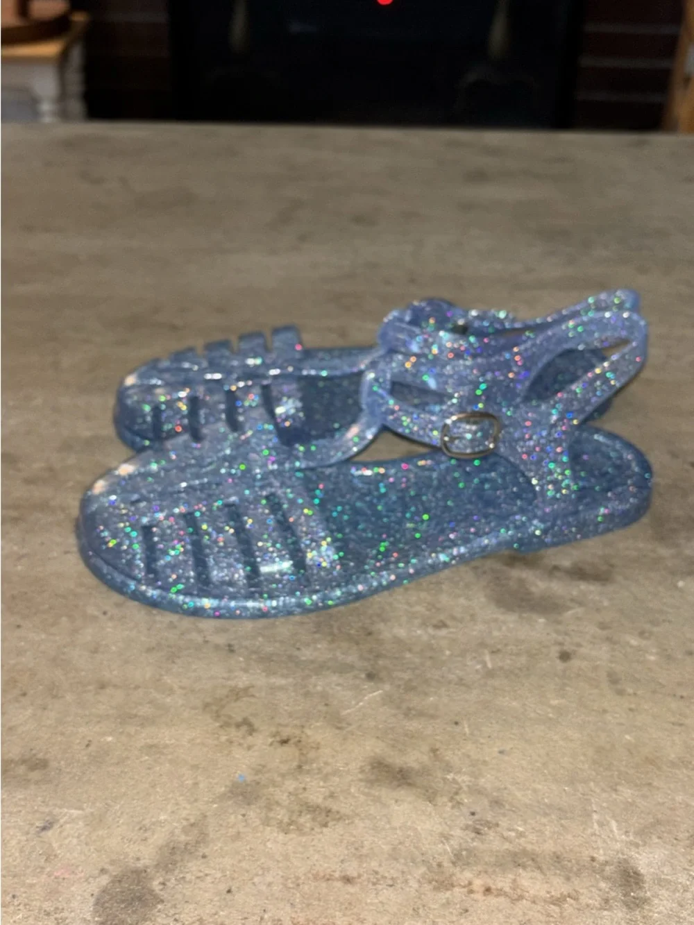 Kids Glitter Jelly Sandals - Sparkling Blue (A-6)